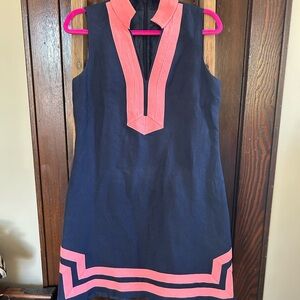 Eliza J Navy Mini Dress with Pink Trim